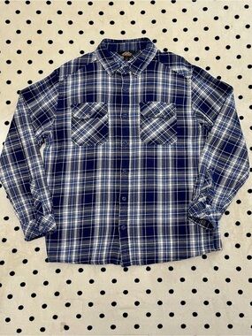 Pacific Trail Blue Plaid Brawny Blanket Flannel Shirt Size L